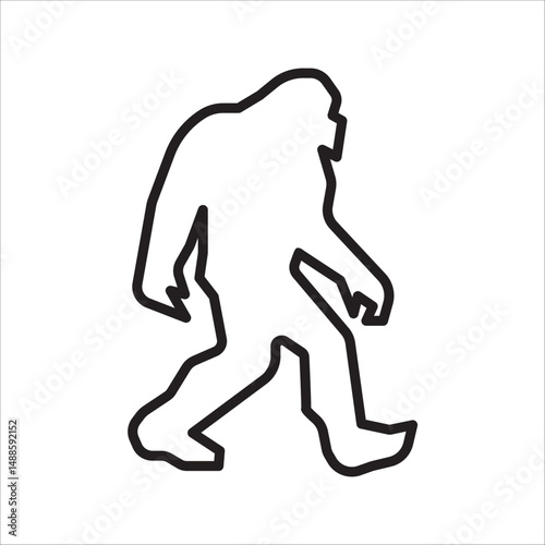 Bigfoot outline and symbols. Dark level variety basic exquisite white foundation Bigfoot animal vector and silhouette icon.