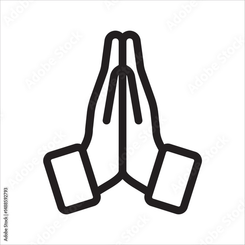 Hands folded in prayer line icon. Editable stroke Outline hands folded in prayer vector icon for web design isolated on white background