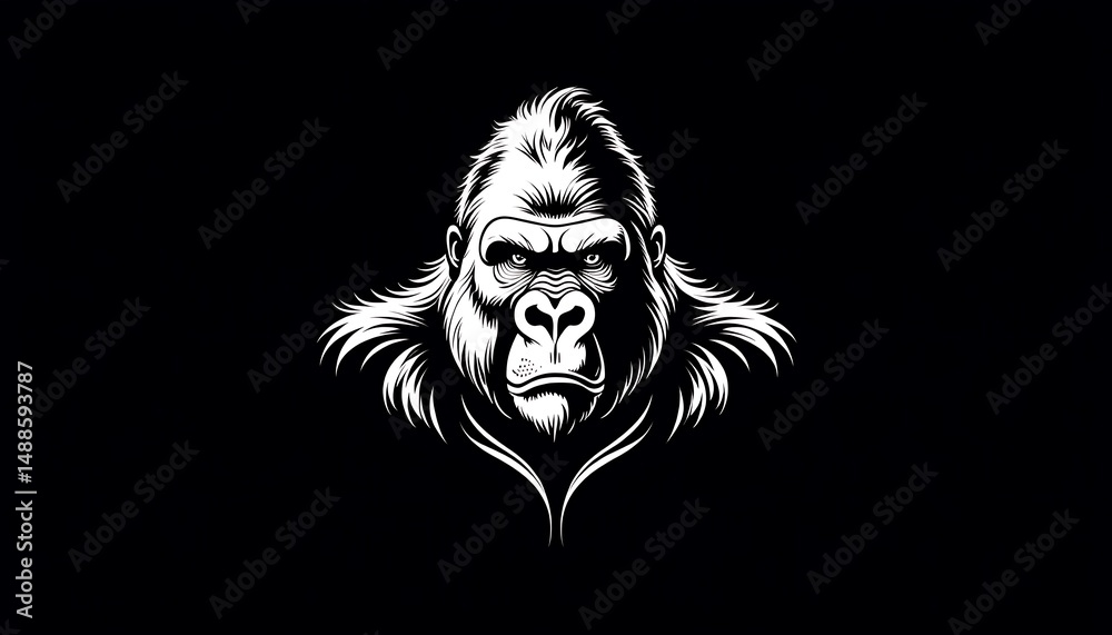 Fototapeta premium Intimidating Gorilla Vector with Strong Facial Expression