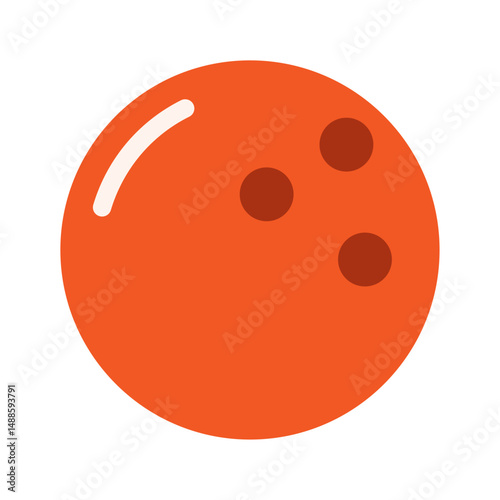 Bowling ball. Orange glossy bowling ball isolated on white background. Sports, freetime, activity and recreation concept. Vector illustratio EPS 10	