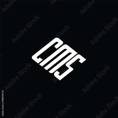 CMS letter logo design on black background.
