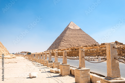 Picturesque view of the Pyramid of Khafre on the Giza plateau. Cairo