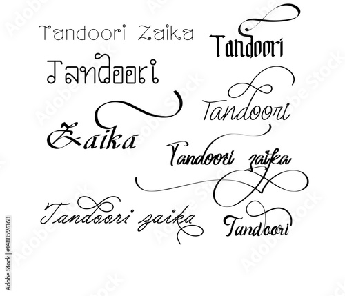 Tandoori Zaika Typography Logo, Flame-Inspired Tandoori Zaika Logo – Hot and Spicy Typography Emblem for BBQ and Tandoor Cuisine