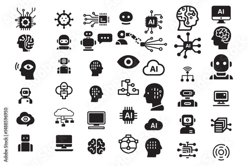 Comprehensive Set of AI and Technology Icons