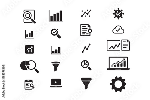 Comprehensive Set of Data Analysis and Business Intelligence Icons
