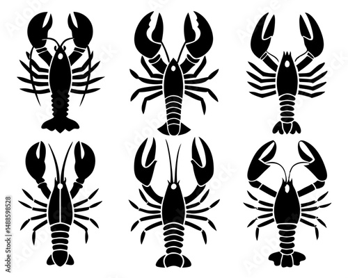 Black Lobster Silhouette Bundle