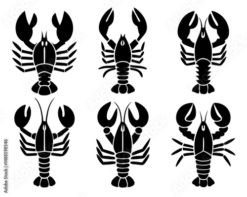 Black Lobster Silhouette Bundle
