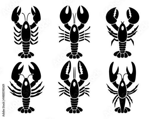 Black Lobster Silhouette Bundle