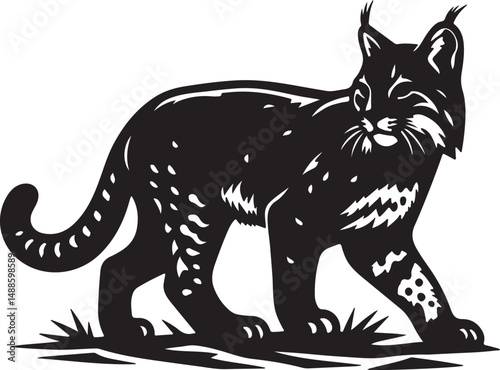 Cute Bob cat black vector