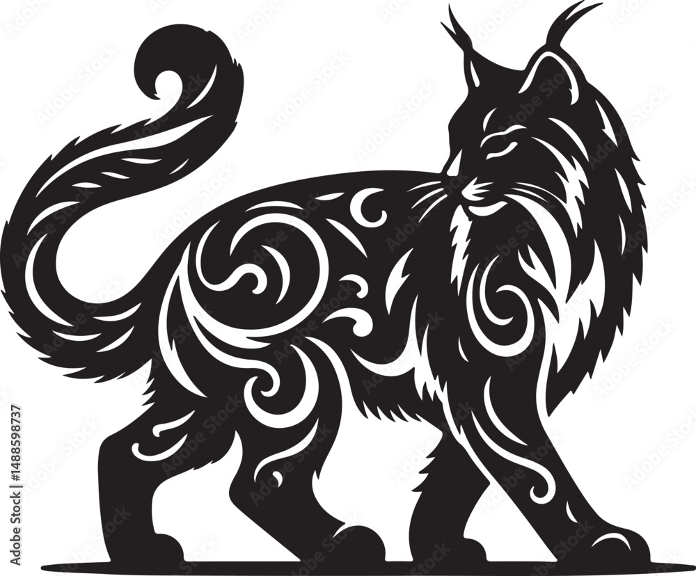 Fototapeta premium Cute Bob cat black vector