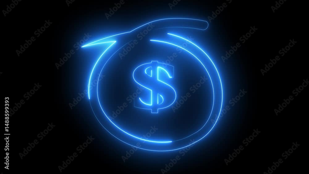 Neon Looping Animation of Dollar Symbol on ECG Monitor, Financial Pulse and Business Cardiogram Concept Neon Looping Animation of Dollar Symbol on ECG Monitor, Financial Pulse and Business Cardiogram Concept