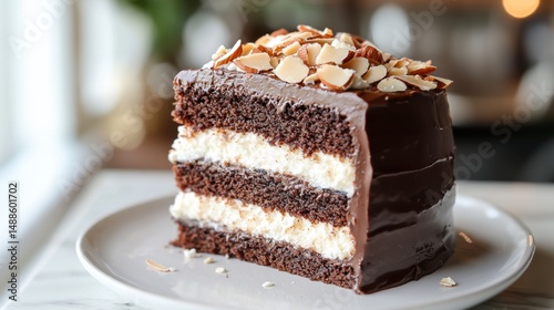 Wallpaper Mural Multilayered chocolate cake topped with glossy ganache autumn setting Torontodigital.ca