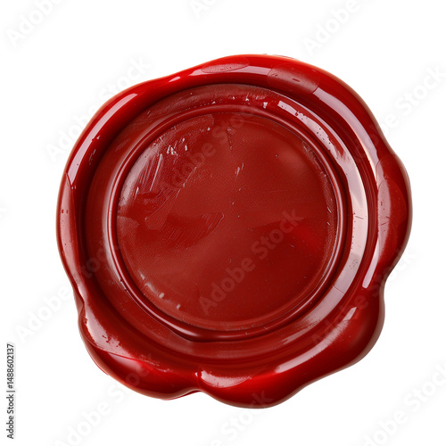 red wax seal on transparent background