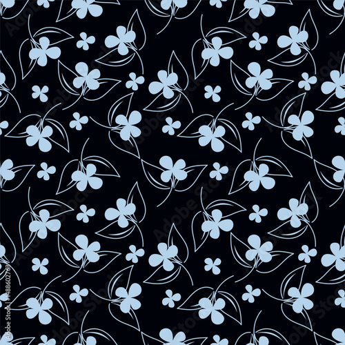 Botanical trendy seamless pattern. Flower and leaves abstract shape doodle art design for print, wallpaper, clipart, wall art for home decoration