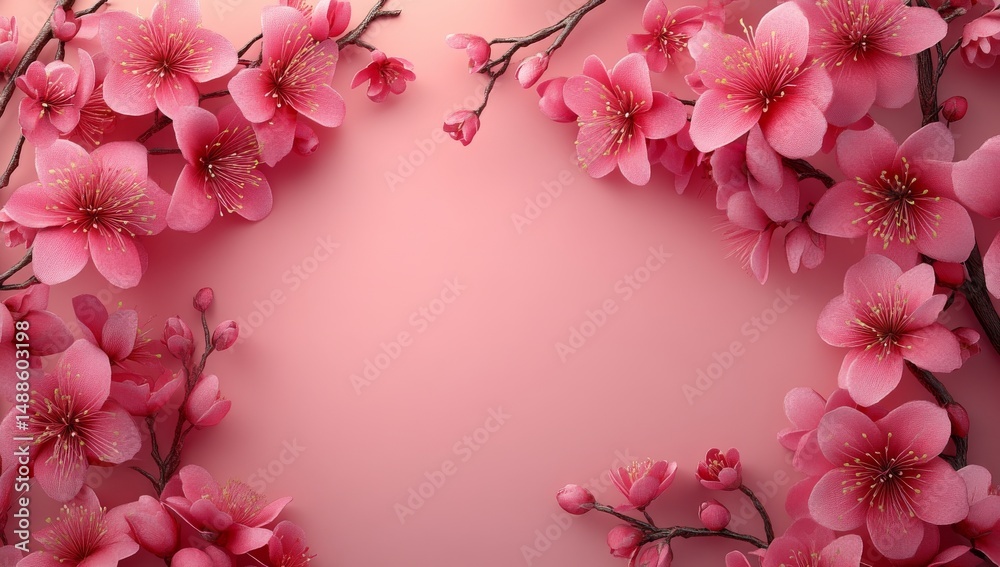 Fototapeta premium The fabric's design includes a repeating motif of scattered small blooms in soft hues