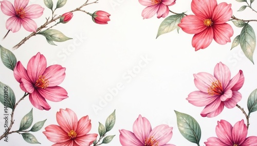 Subtle, watercolor-style repeat of delicate blossoms, floral, elegant, design