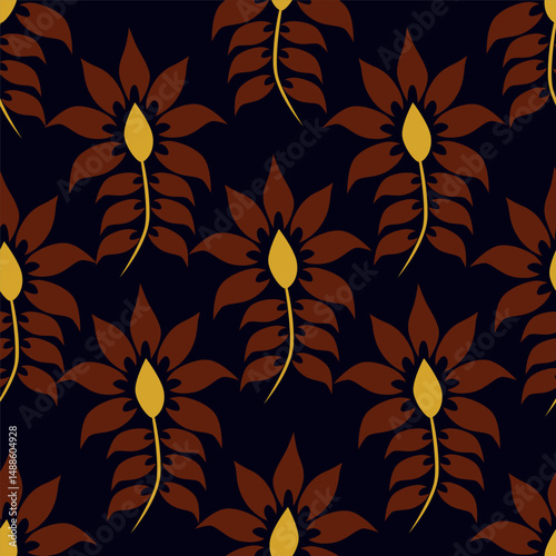 Botanical trendy seamless pattern. Flower and leaves abstract shape doodle art design for print, wallpaper, clipart, wall art for home decoration