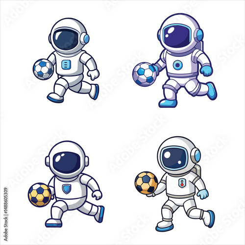 Astronaut Playing Soccer Cartoon