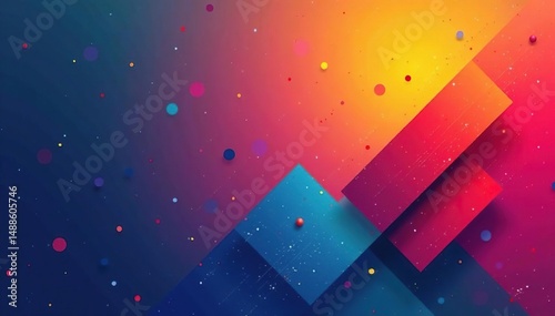 Abstract geometric shapes, vibrant hues, modern style , lines, motif