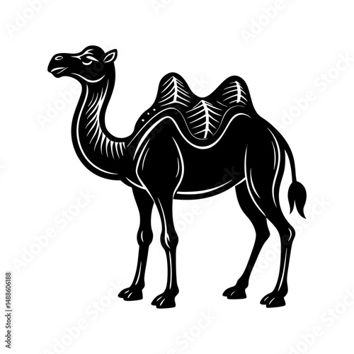 camel a large camel with two humps silhouette vector