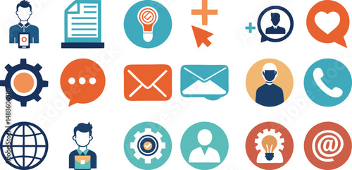 Colorful Business Icons for Flat UI Applications