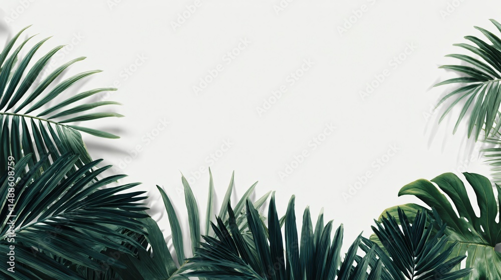 Naklejka premium Tropical Leaves on White Background for Creative Designs
