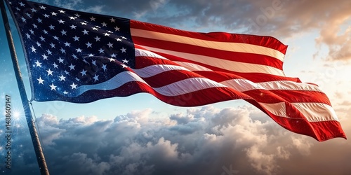 Majestic American Flag Blowing - Memorial Day Image