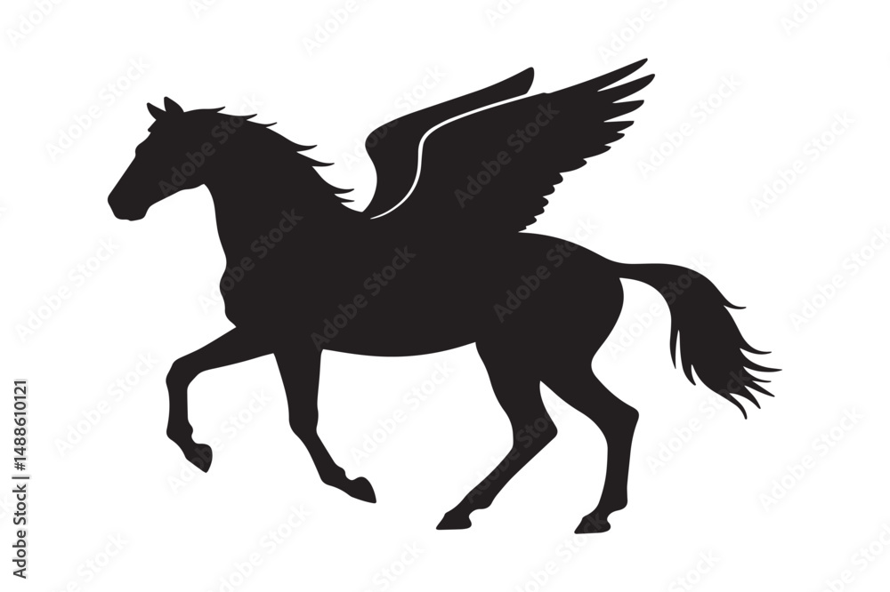 Fototapeta premium Running wild horse silhouette vector illustration