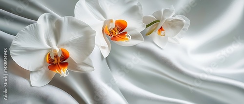 Butterfly Orchid floating on neutral silk background