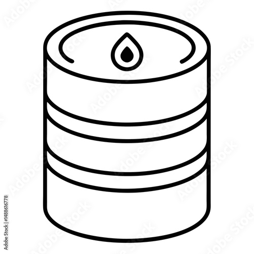 Oil Barrel Icon for Outline Coloring Book Page