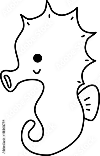 Cute Seahorse Outline Coloring
