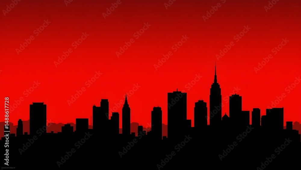 Naklejka premium red skyline at sunset