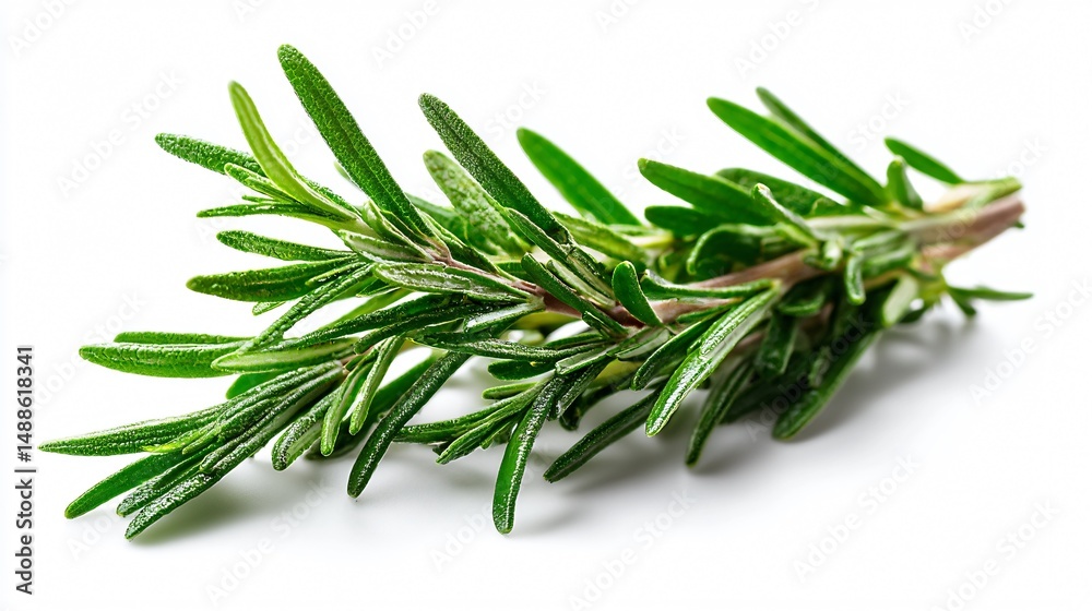 Fototapeta premium Fresh Rosemary Herb Isolated on White Background - Culinary Herb Photography