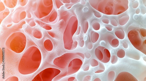 Close-up view of porous spongy material.