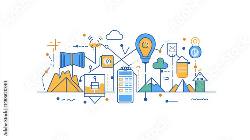 Streamlined linear icons showcasing the full range of event planning activities for mobile and web apps