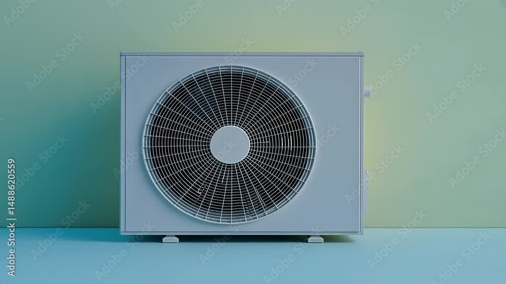 Modern air conditioning unit against a pastel background, showcasing sleek design and functionality Modern air conditioning unit against a pastel background, showcasing sleek design and functionality