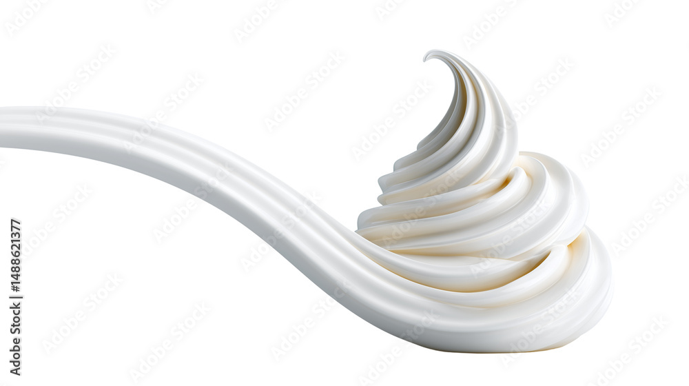 Whipped cream swirl isolated on white