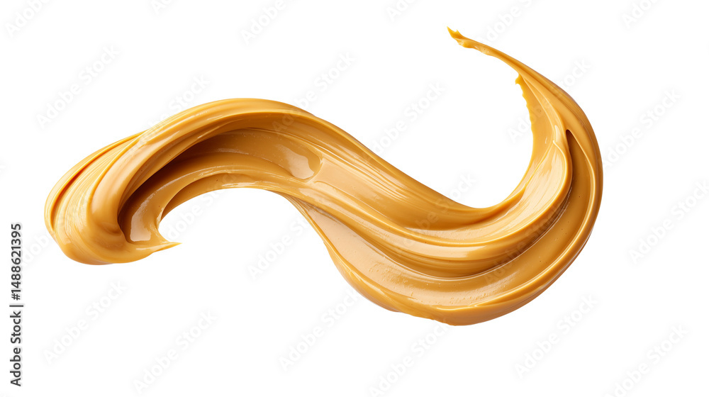 Smooth peanut butter swirl isolated on white
