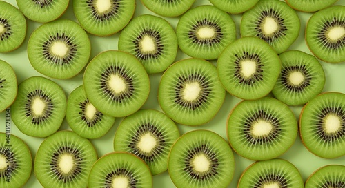 Kiwi Slices on Pastel Green Background