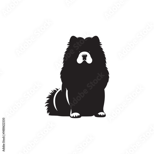 Majestic Chow Chow Dog Silhouette Design Featuring Iconic Fluffy Mane, Proud Stance, and Distinct Profile – Perfect for Dog Lovers, Pet Art, Apparel, Crafts, and Digital Projects
