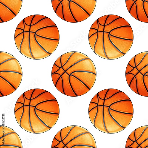Seamless pattern with basketball balls, sport background