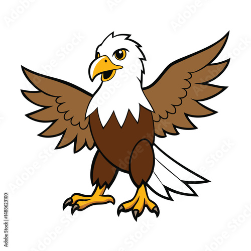 Majestic Eagle with Spread Wings Vector Illustration