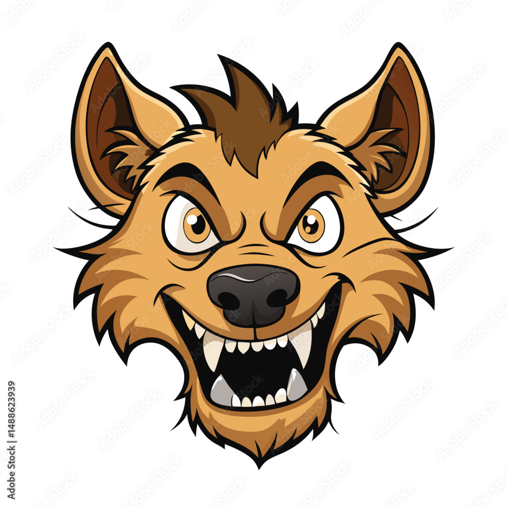 Naklejka premium Menacing Hyena Face Illustration Cartoon Animal Design