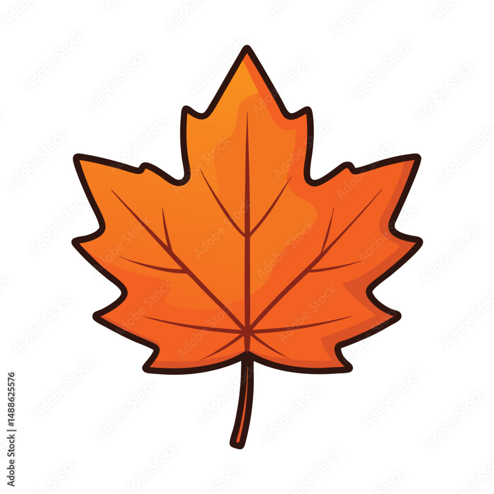 Obraz premium Autumn Maple Leaf Flat Illustration, Vector Graphic, Fall Foliage