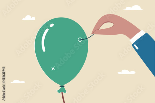 Strong economic structure, robust and tough stock or company, bitcoin or crypto currency to hedge against money, resilience and hard to explode, tough and strong balloon make needle bent.