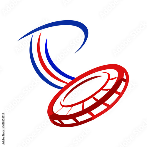 Frisbee icon flying through the air, playful activity concept during Independence Day celebration