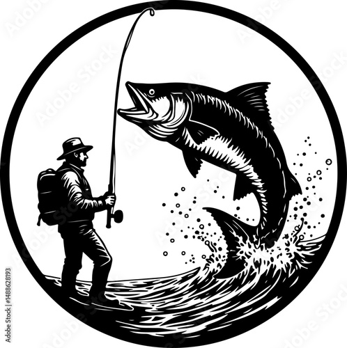 Epic Bass Fishing Catch – Jumping Largemouth Bass Artwork"