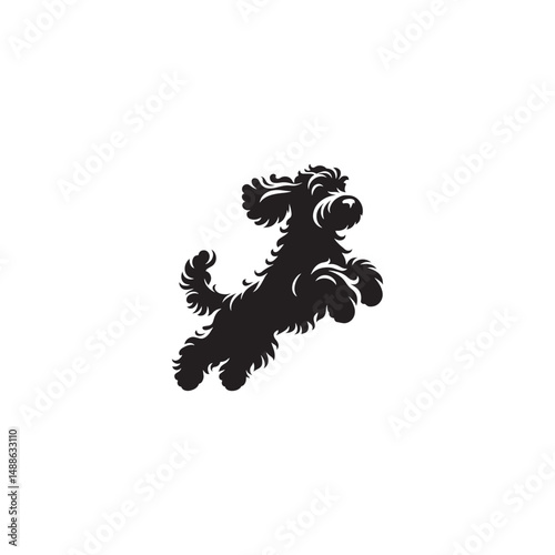 Charming Cockapoo Dog Silhouette Vector Illustration – Fluffy Hybrid Breed Clipart for Pet Lovers, Digital Download for Crafts, T-Shirts, Logos, Stickers, and Decor Projects
