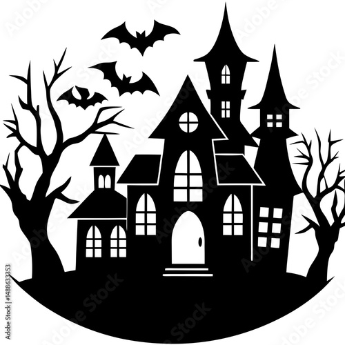 Wallpaper Mural Trick or treat at haunted house silhouette vector illustration Torontodigital.ca