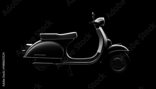 Modern classic scooter on a dark background. 3d rendering.